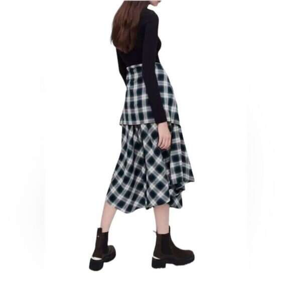 Maje Long Sleeve Shirt Dress Plaid Bottom Size US Small Eu 36 - Picture 3 of 6